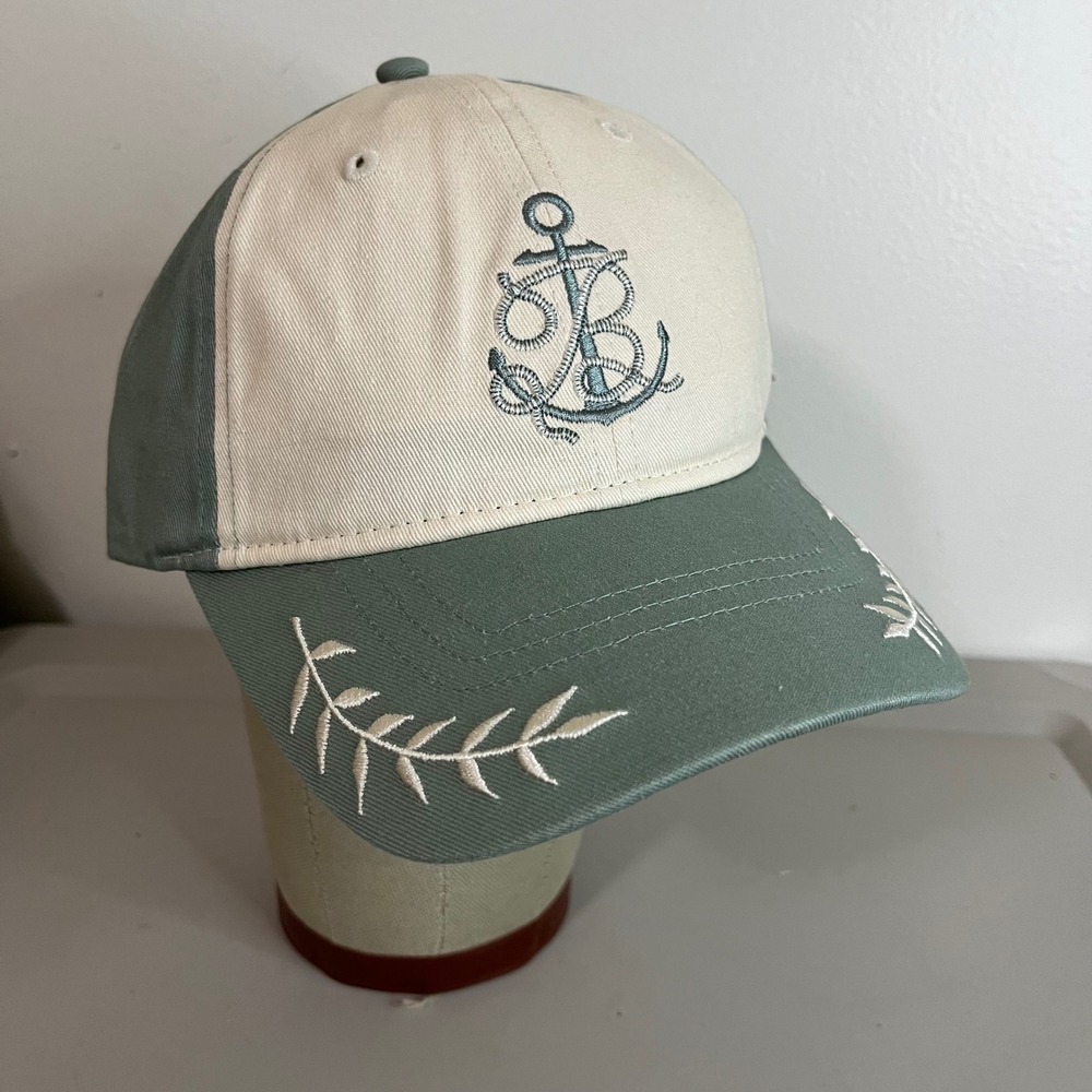 Anthropologie Coney Island Picnic Baseball Cap Anchor Green Monogram B Nautical